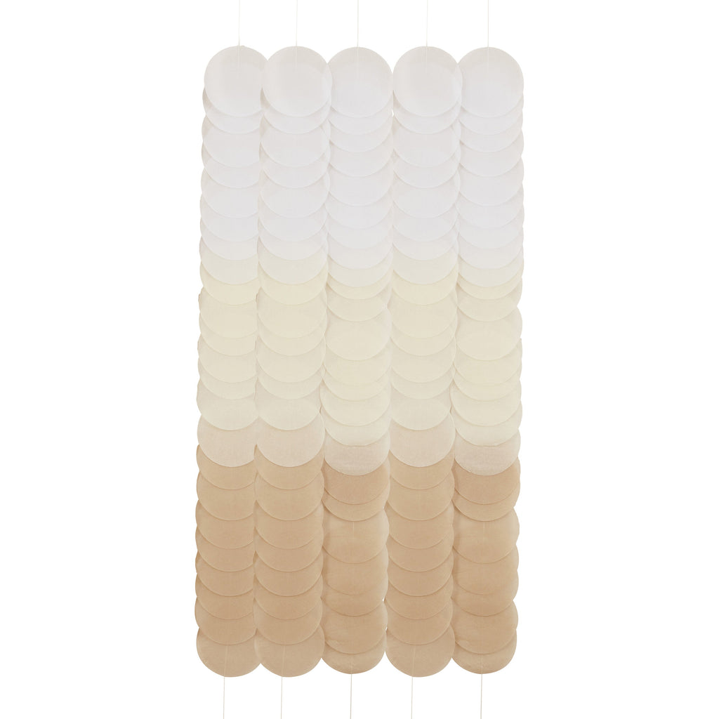 Neutral Ombre Tissue Paper Disc Party Backdrop- 5 Inner Pack