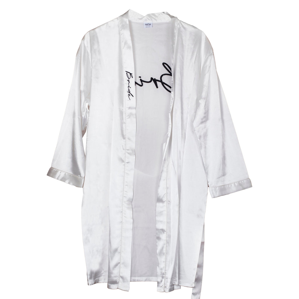 White Embroidered Bride Dressing Gown- 5 Inner Pack