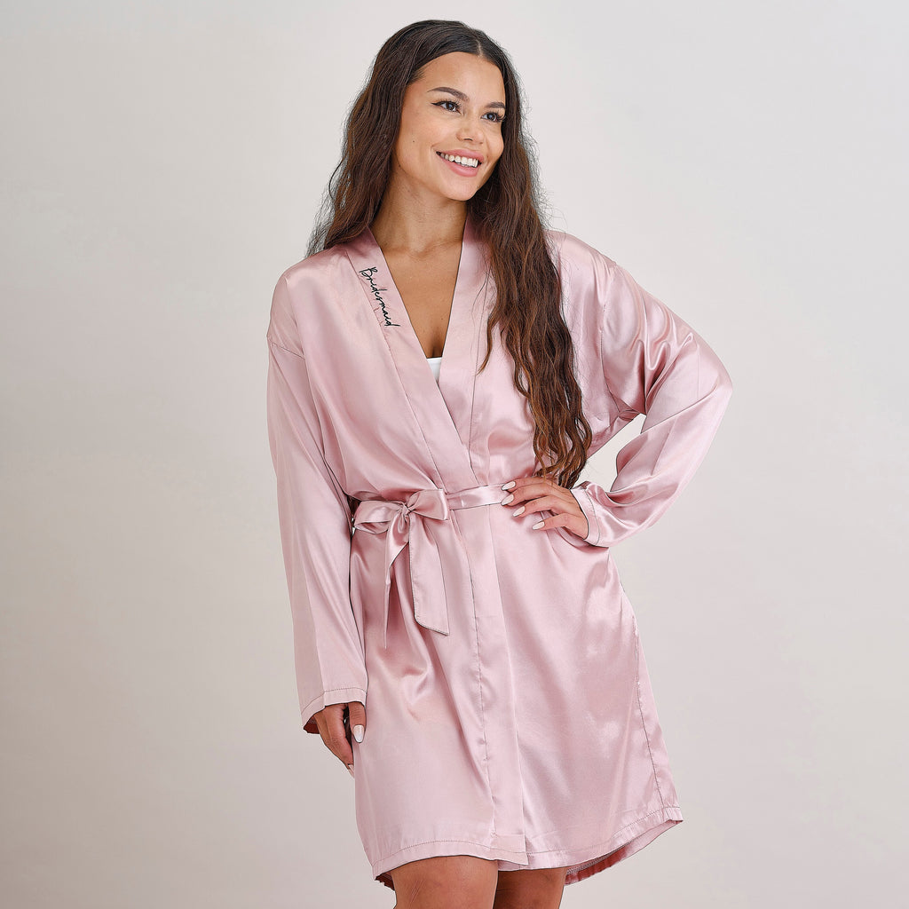 Pink Embroidered Bridesmaid Dressing Gown- 5 Inner Pack