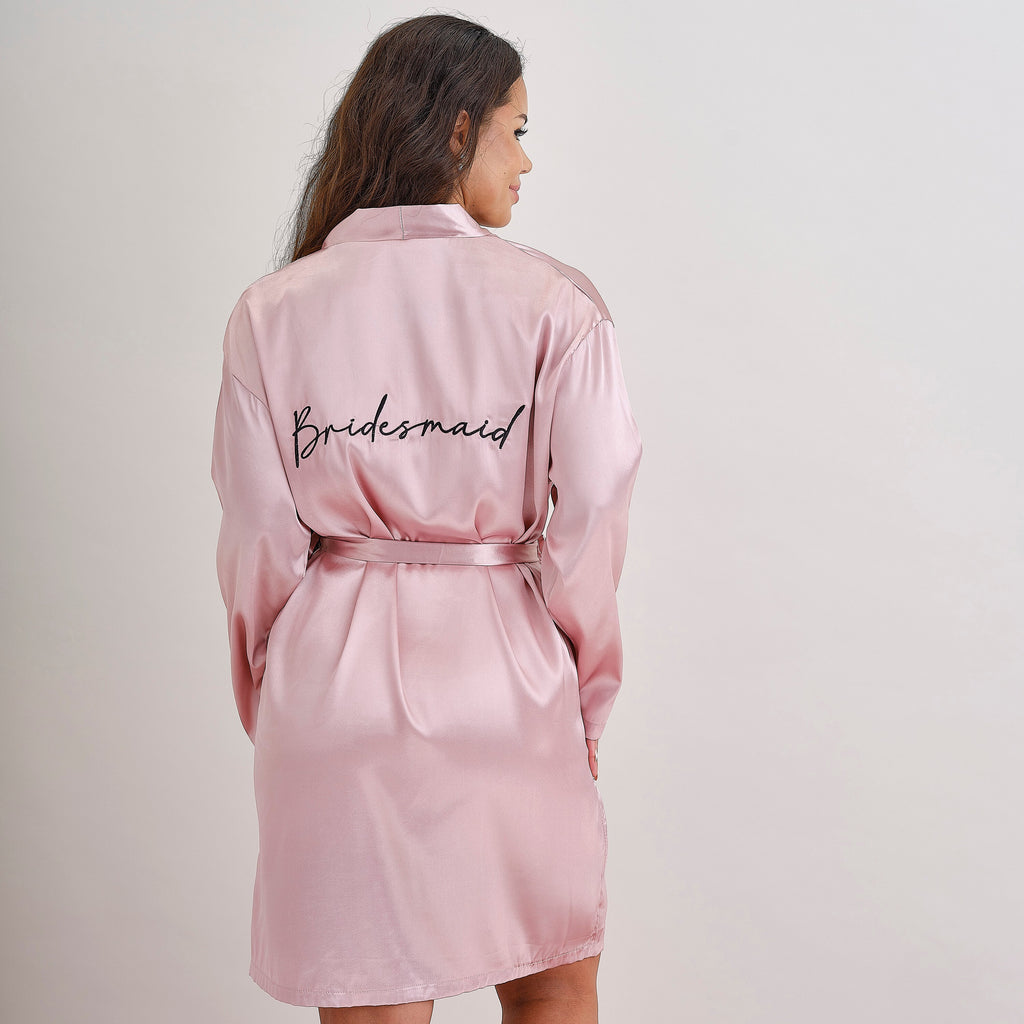 Pink Embroidered Bridesmaid Dressing Gown- 5 Inner Pack