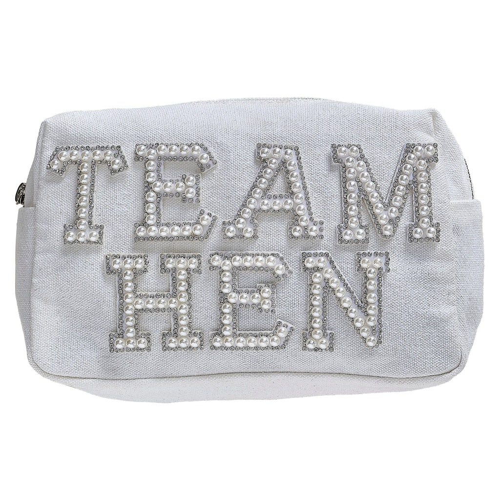 Embellished Pearl Team Hen Makeup Bag- 5 Inner Pack