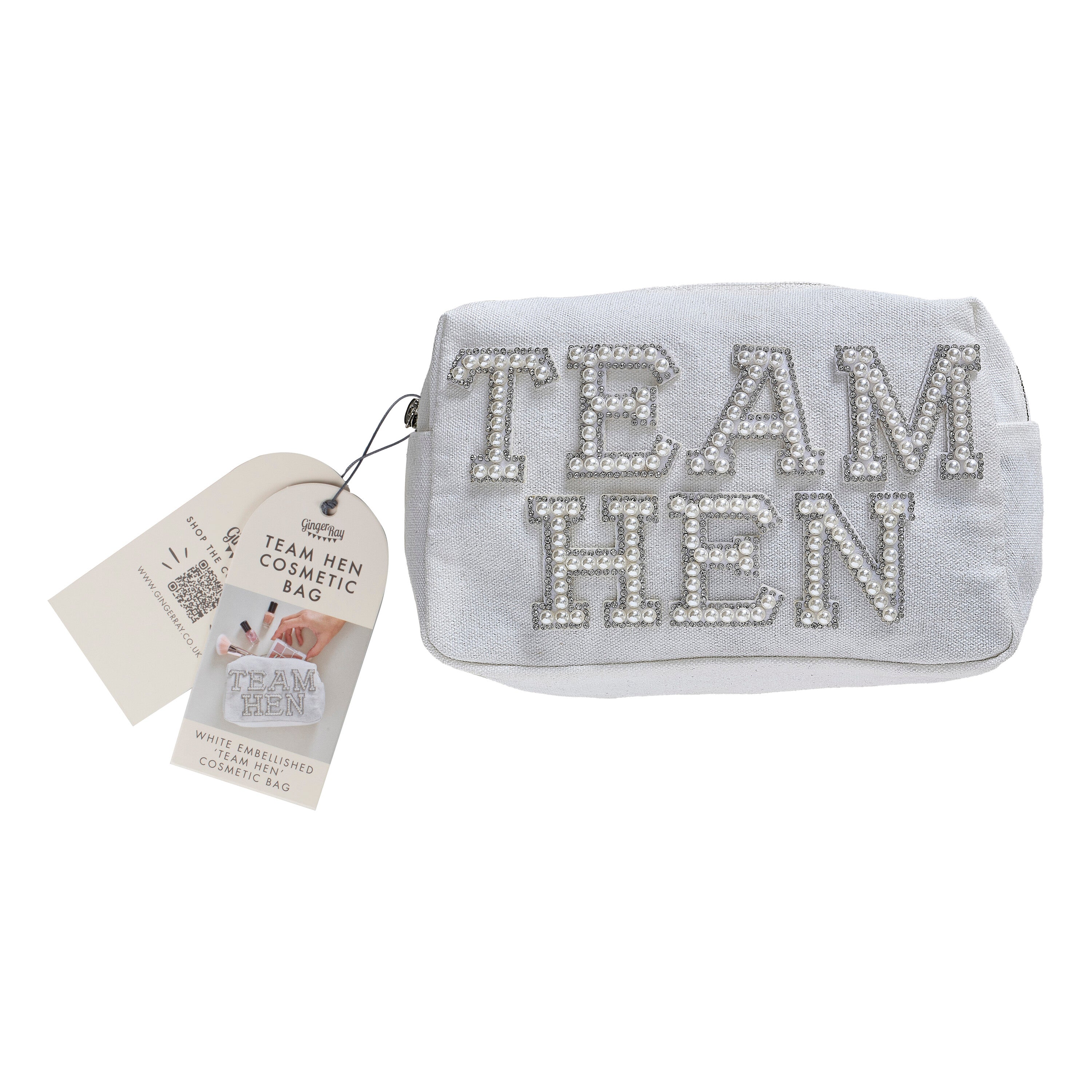 Embellished Pearl Team Hen Makeup Bag- 5 Inner Pack