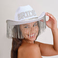 White Embellished Bride Cowboy Hat- 5 Inner Pack