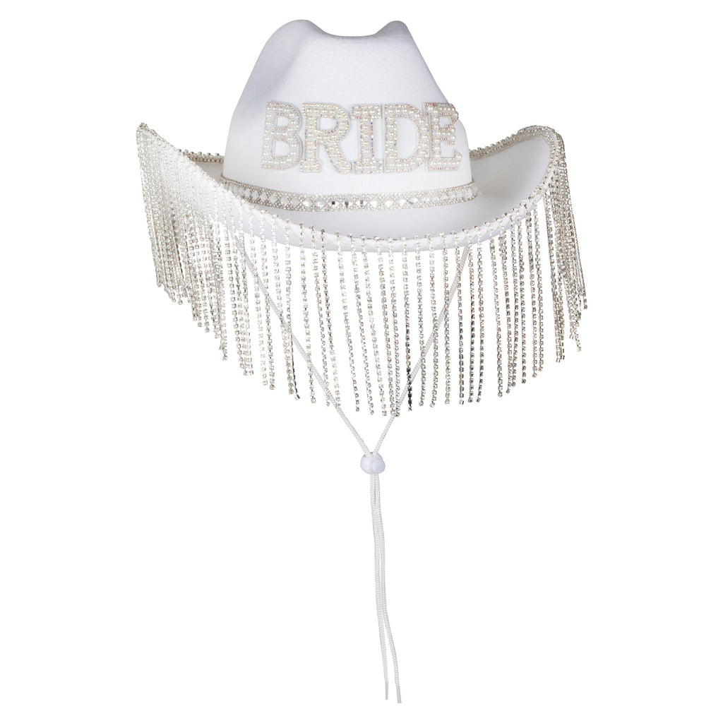 White Embellished Bride Cowboy Hat- 5 Inner Pack