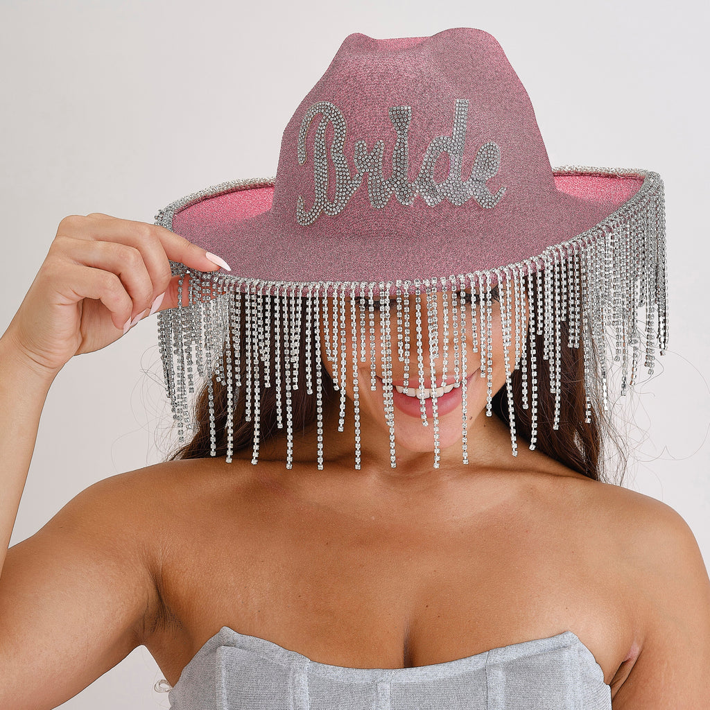Pink Glitter Bride Cowboy Hat- 5 Inner Pack