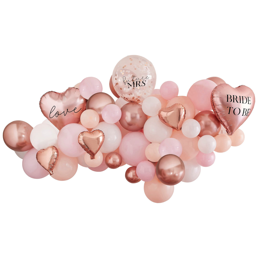 Pink, White, Peach and Rose Gold Hen Party Balloon Arch Kit- 5 Inner Pack