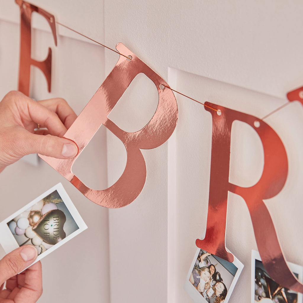 Rose Gold The Bride Hen Party Bunting with Photo Pegs- 5 Inner Pack