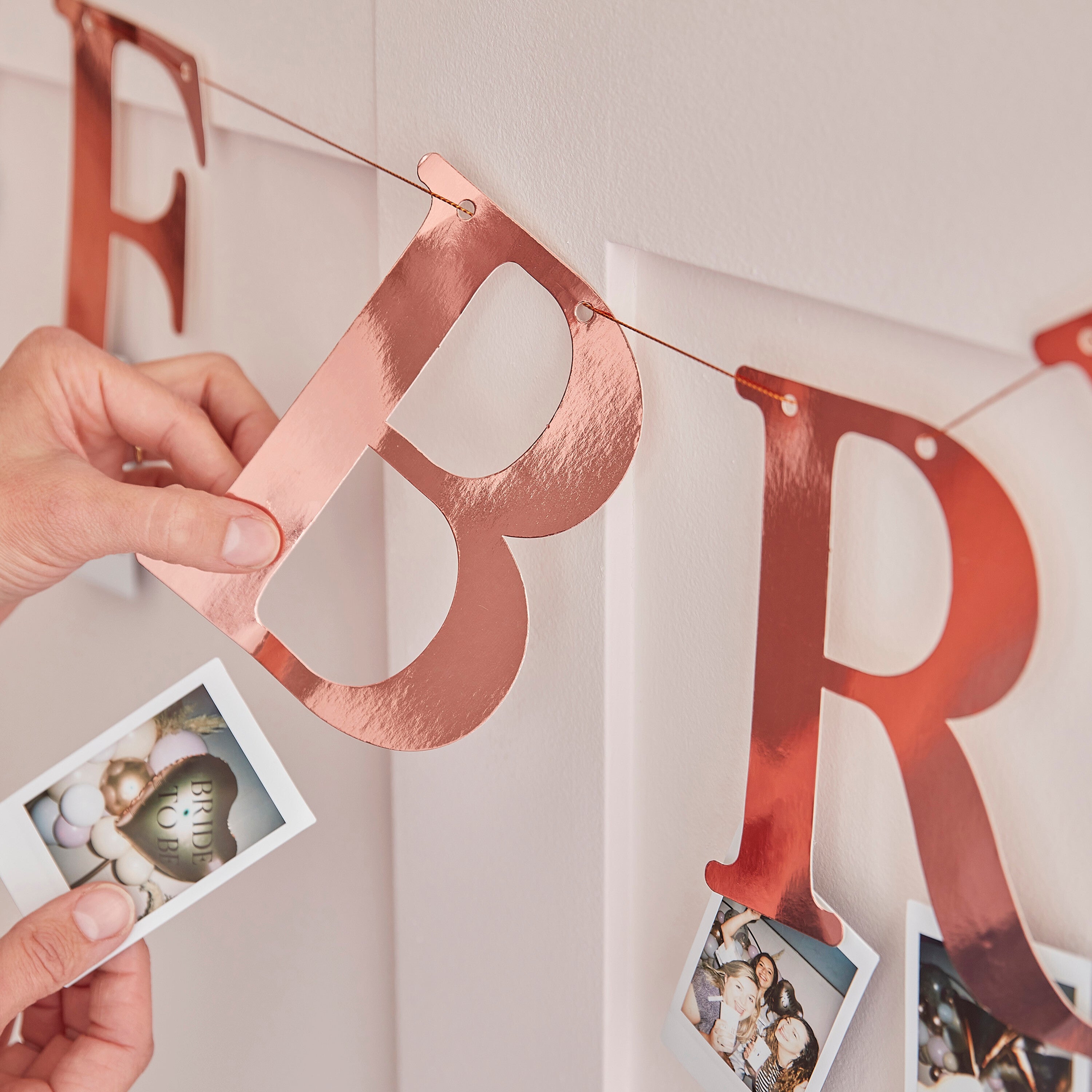 Rose Gold The Bride Hen Party Bunting with Photo Pegs- 5 Inner Pack