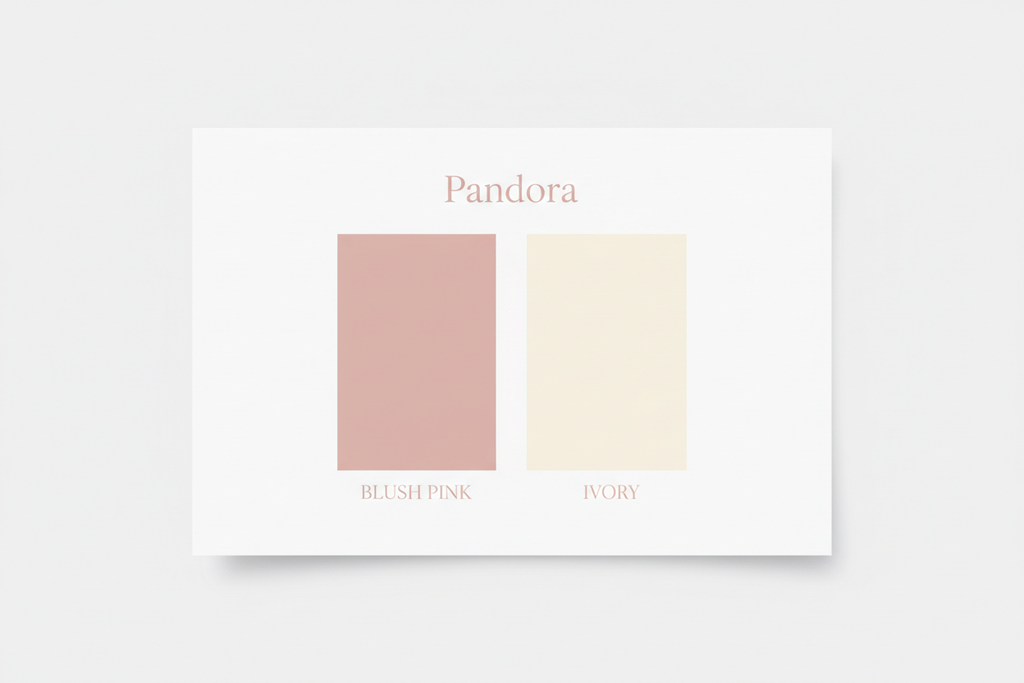 Pandora colour palette — Blush Pink & Ivory