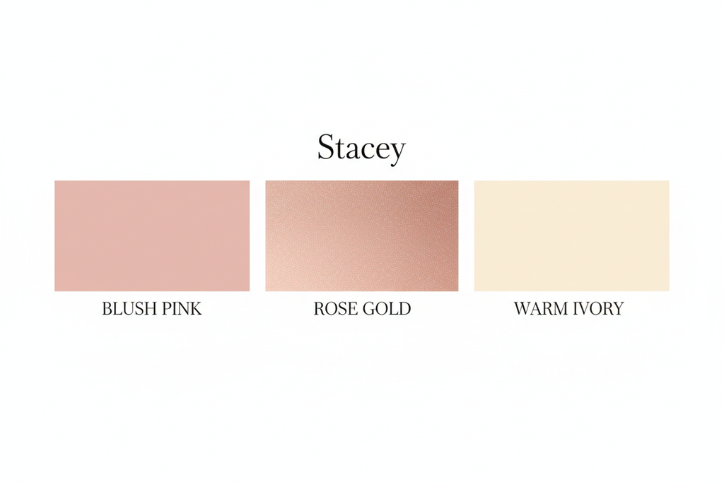 Stacey colour palette — Blush Pink, Rose Gold & Warm Ivory