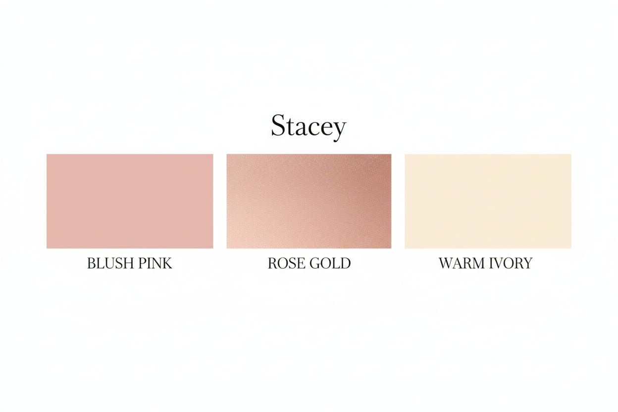 Stacey colour palette — Blush Pink, Rose Gold & Warm Ivory