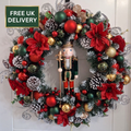 Nutcracker Christmas wreath with a Free UK Delivery badge