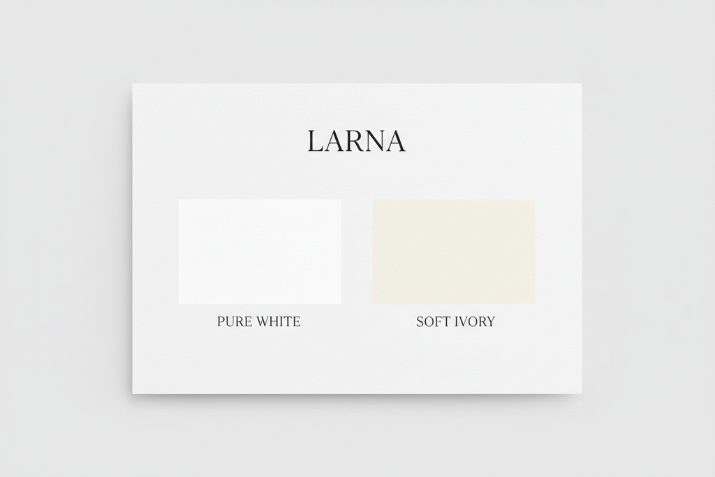 Larna colour palette — Pure White & Soft Ivory