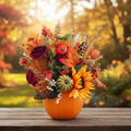 Pumpkin Patch Arrangement with natural autumn background