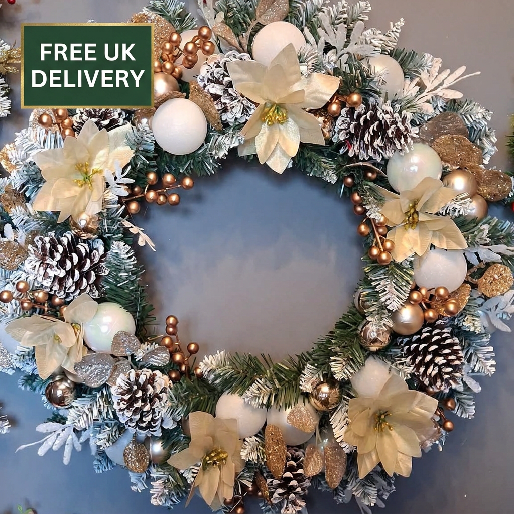 Ivory and gold wreath with badge