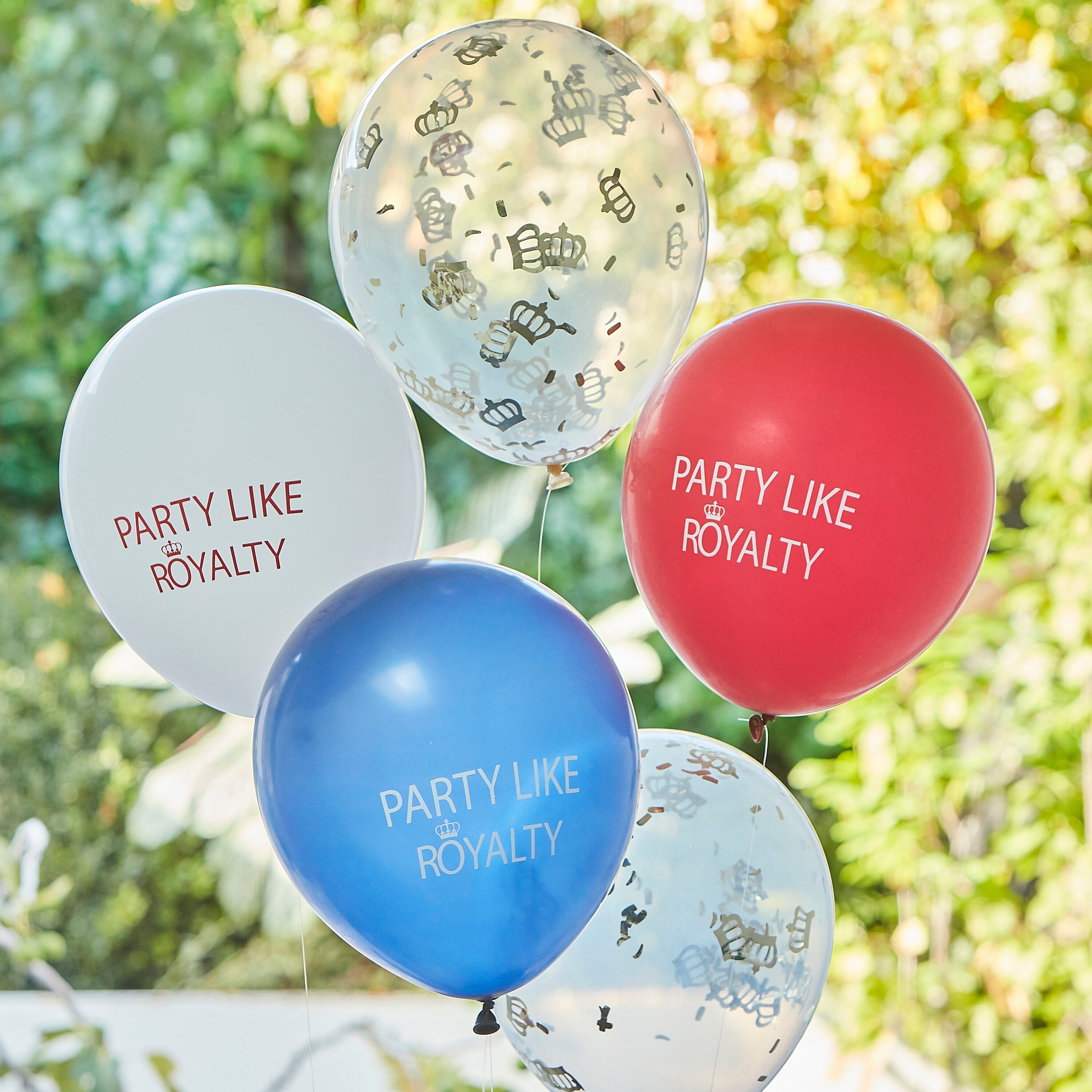 Red, White & Blue Party Like Royalty Balloons- 5 Inner Pack
