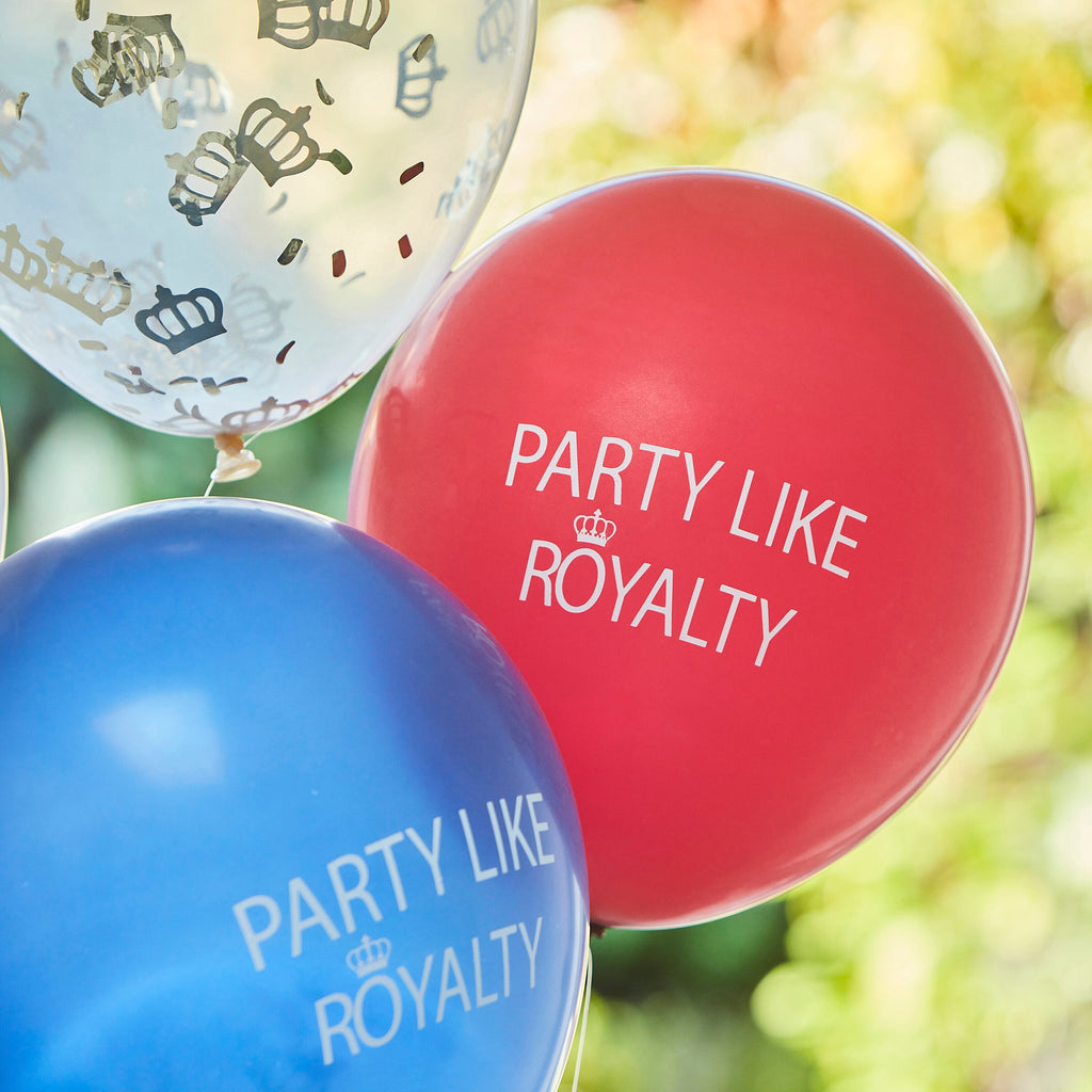 Red, White & Blue Party Like Royalty Confetti Balloons