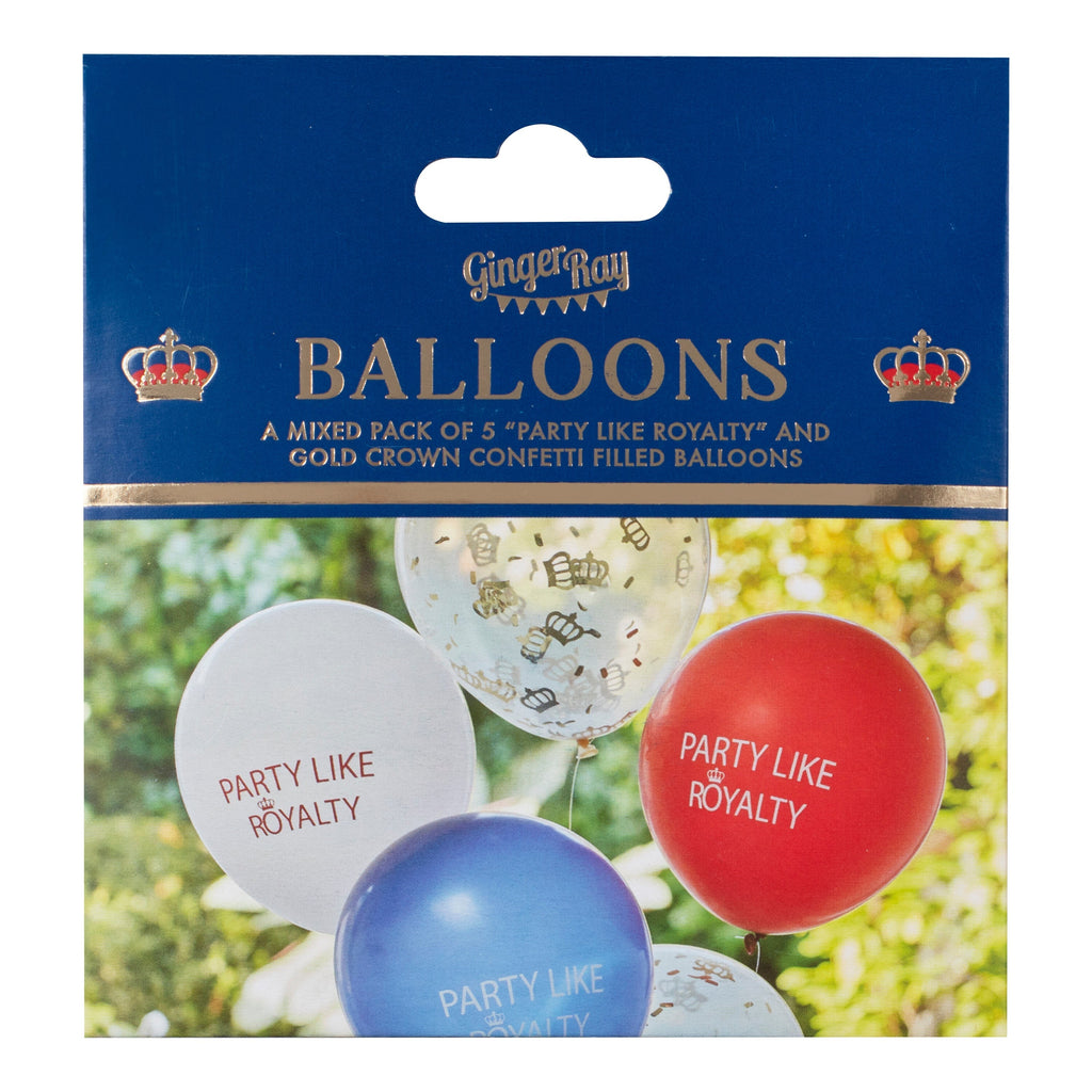 Red, White & Blue Party Like Royalty Balloons- 5 Inner Pack
