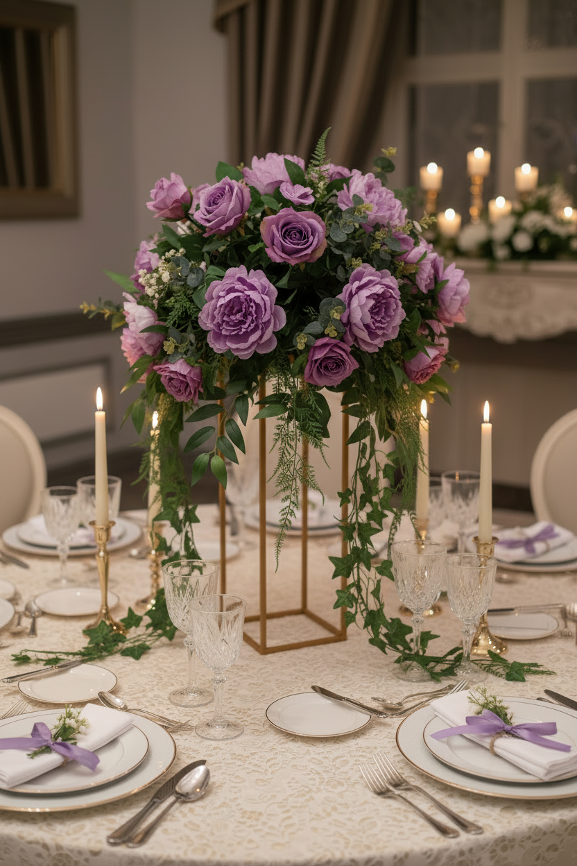 Lavender table centre arrangement