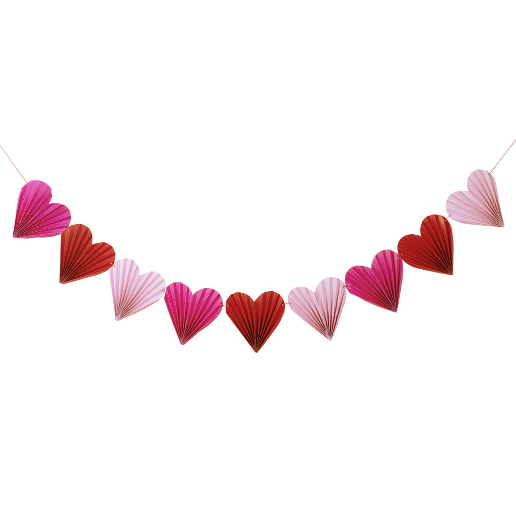 Pink and Red Paper Fan Heart Garland