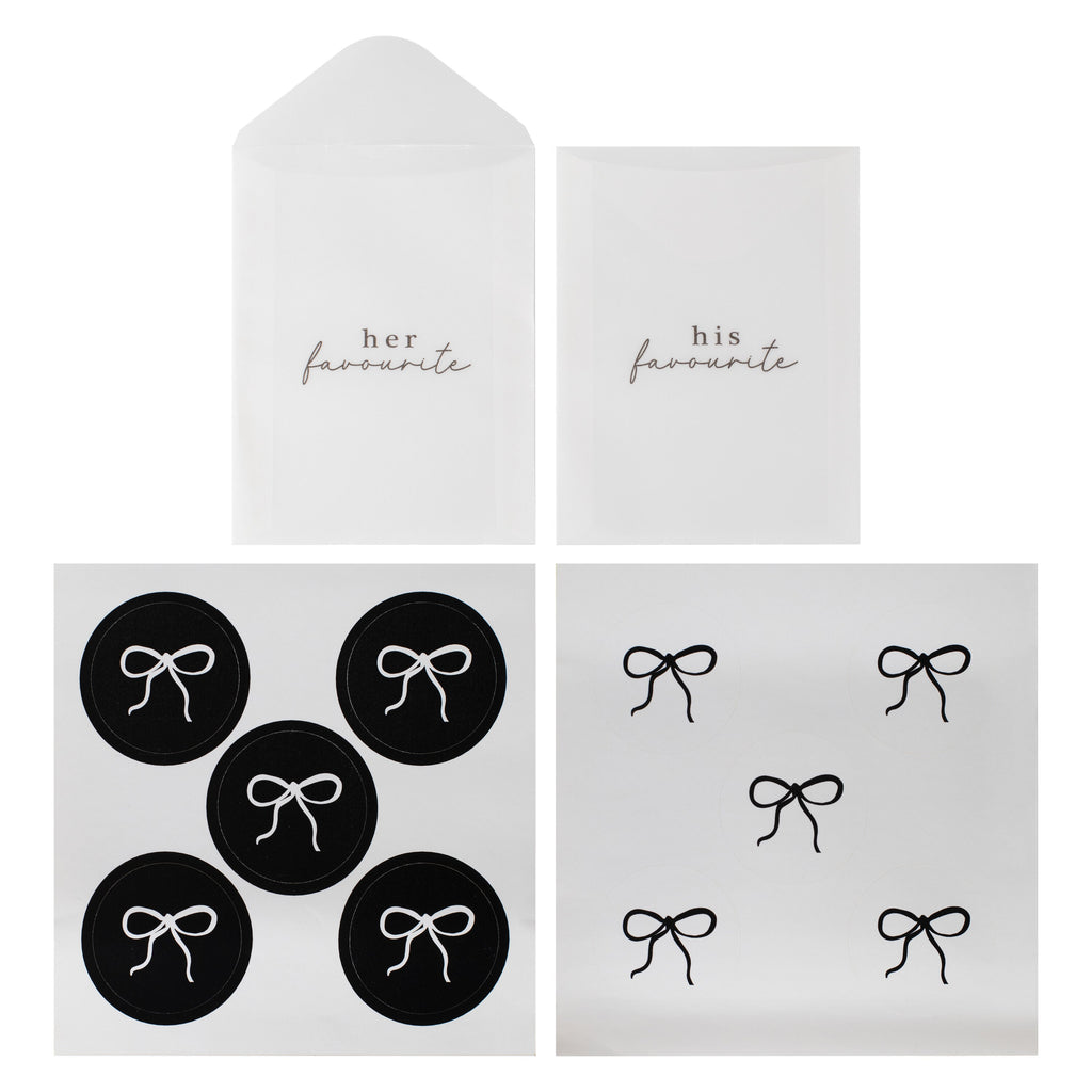 His and Hers Vellum Wedding Sweet Bags with Stickers