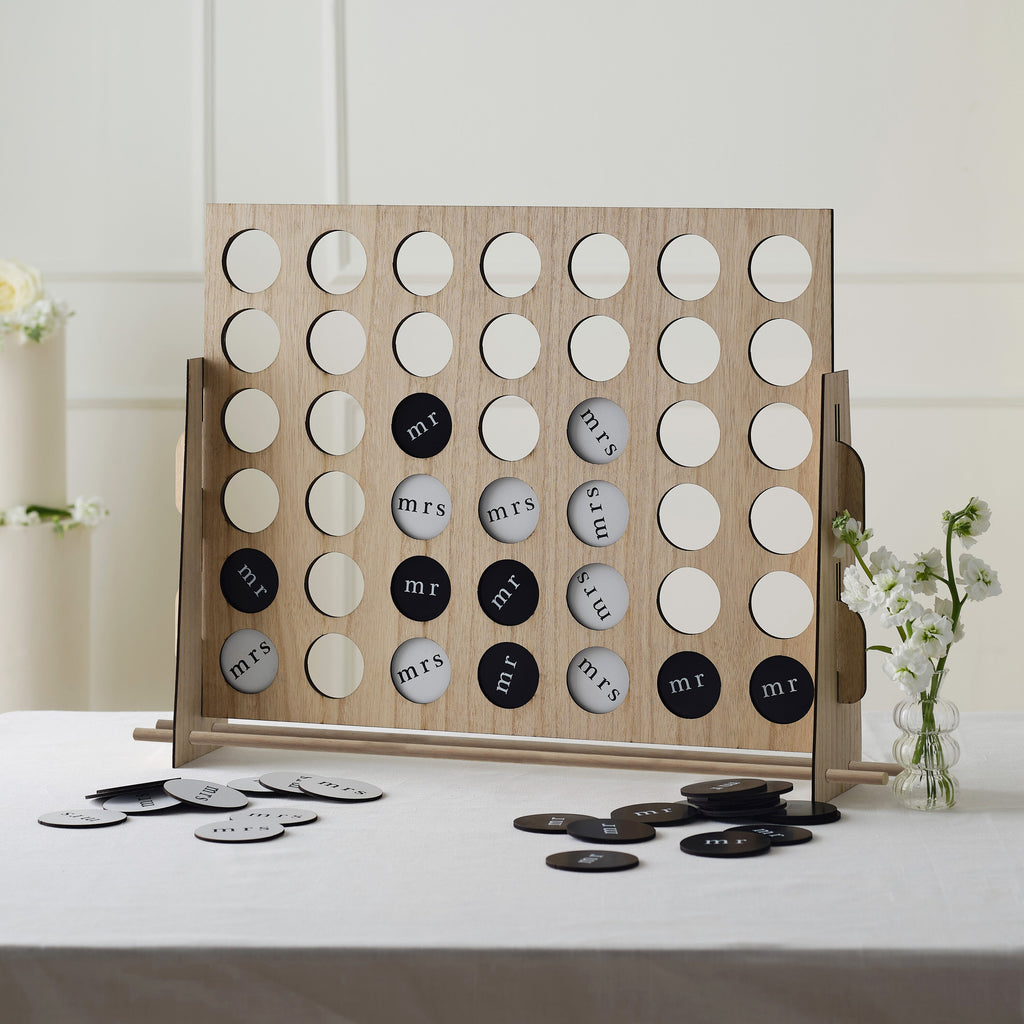 Wooden Wedding Four in a Row Game- 1 Inner Pack