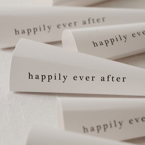Schwarz und Weiß „Happily Ever After“ Partytröten für Hochzeiten – 10er-Pack