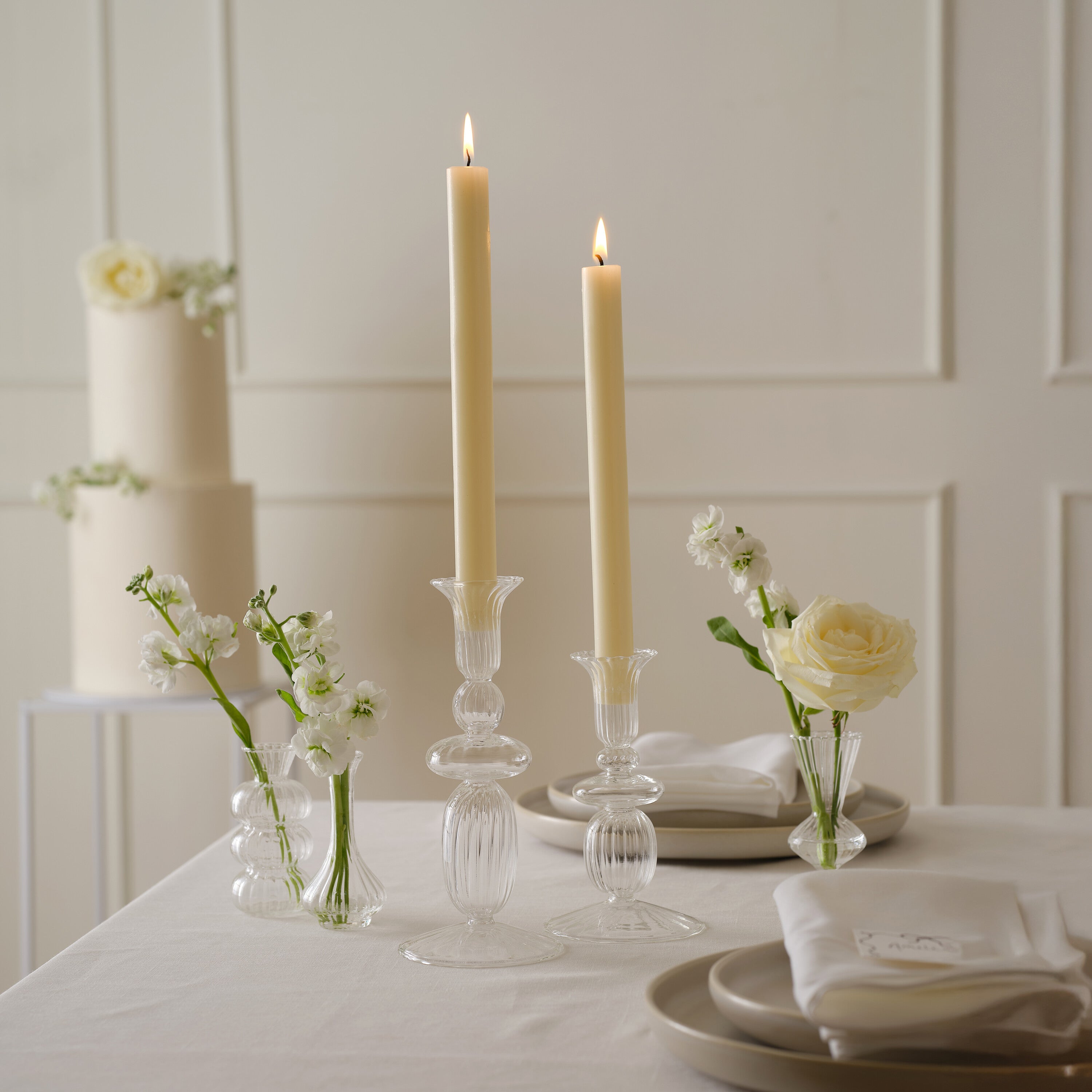 Small Clear Glass Dinner Candle Holder