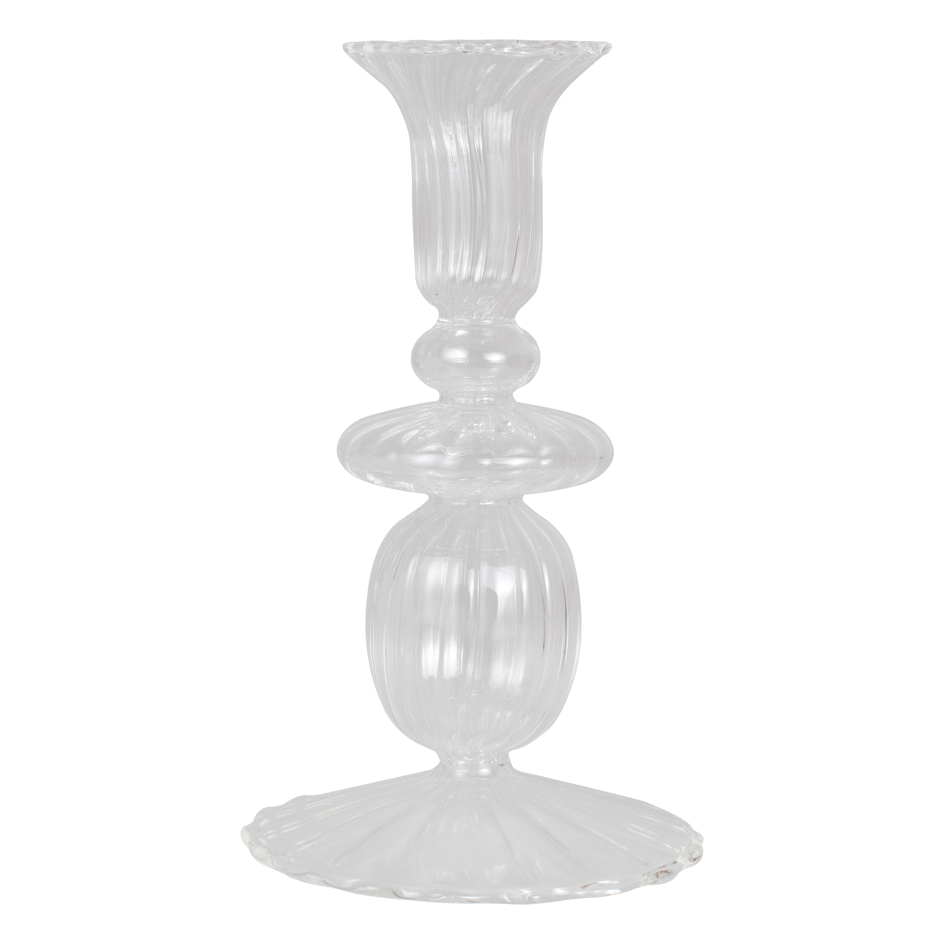 Small Clear Glass Dinner Candle Holder- 1 Inner Pack