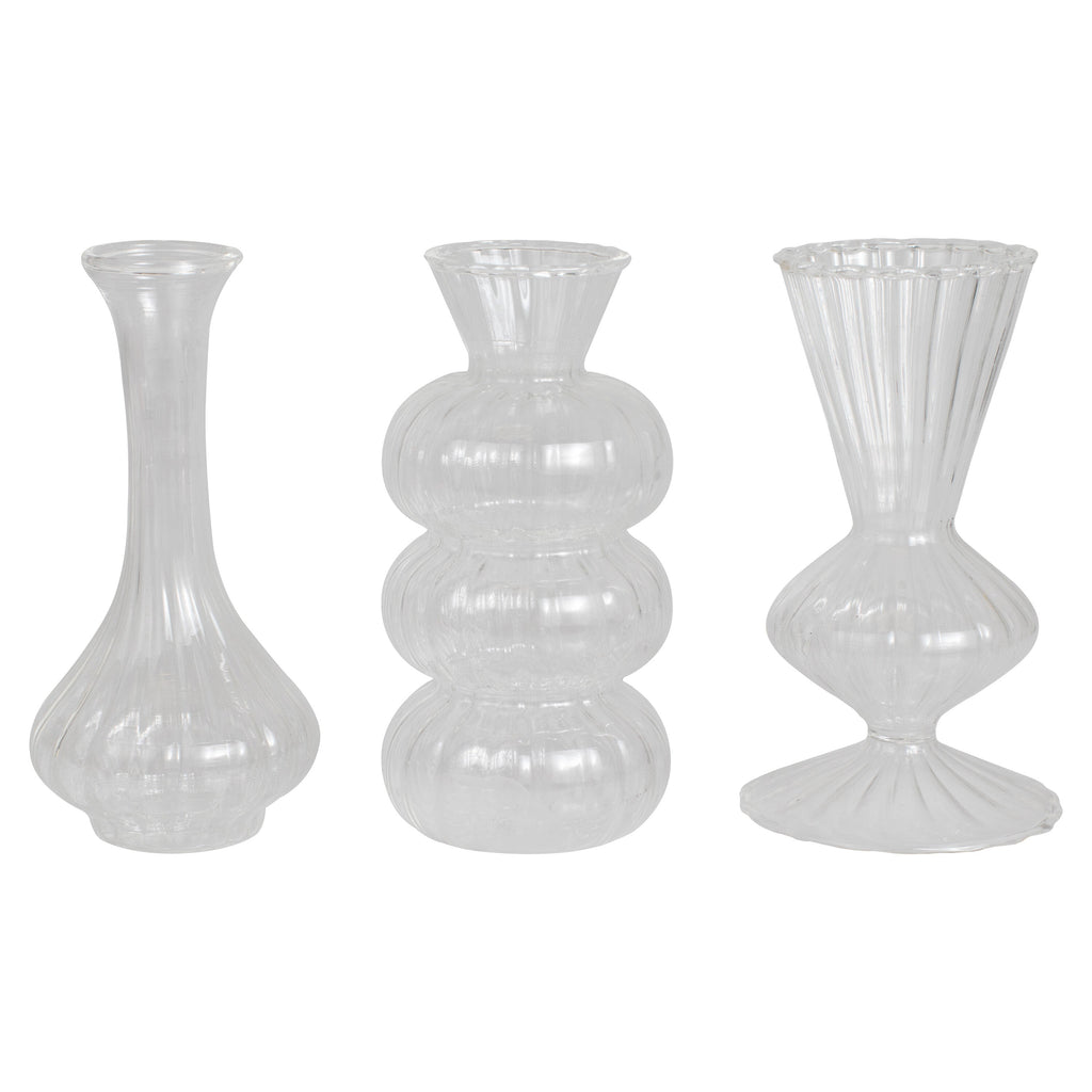 Shaped Clear Glass Bud Vases- 1 Inner Pack