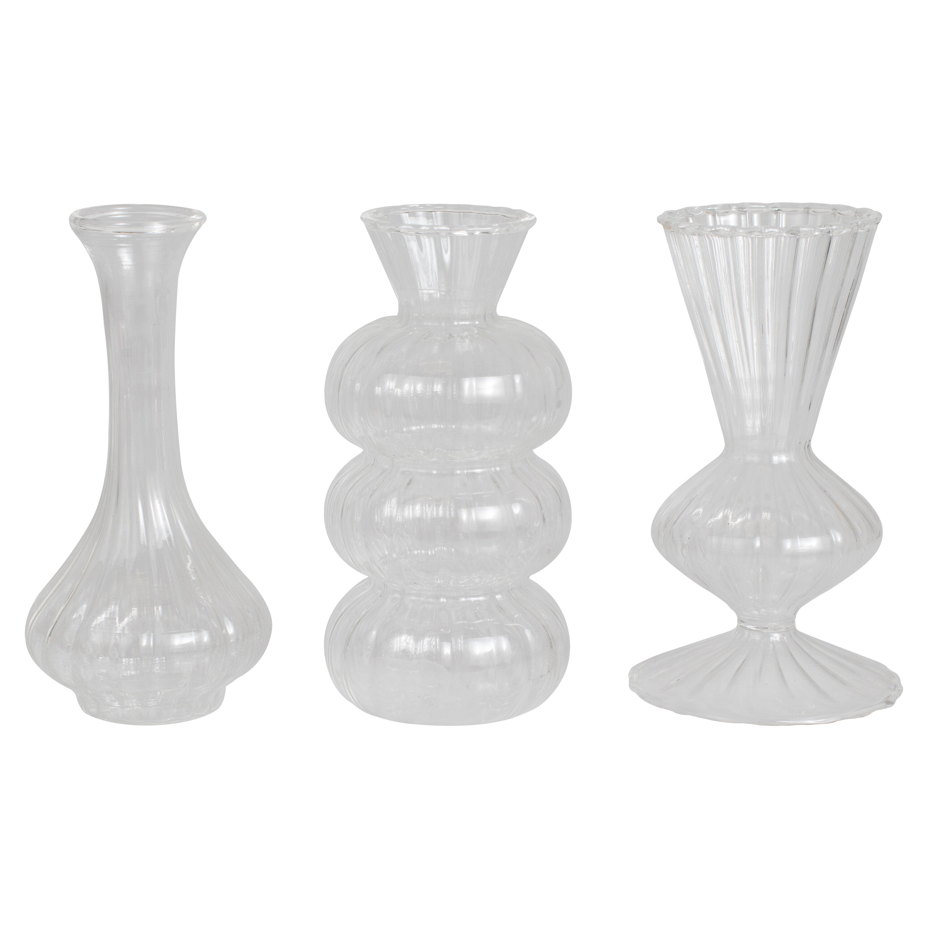 Shaped Clear Glass Bud Vases- 1 Inner Pack