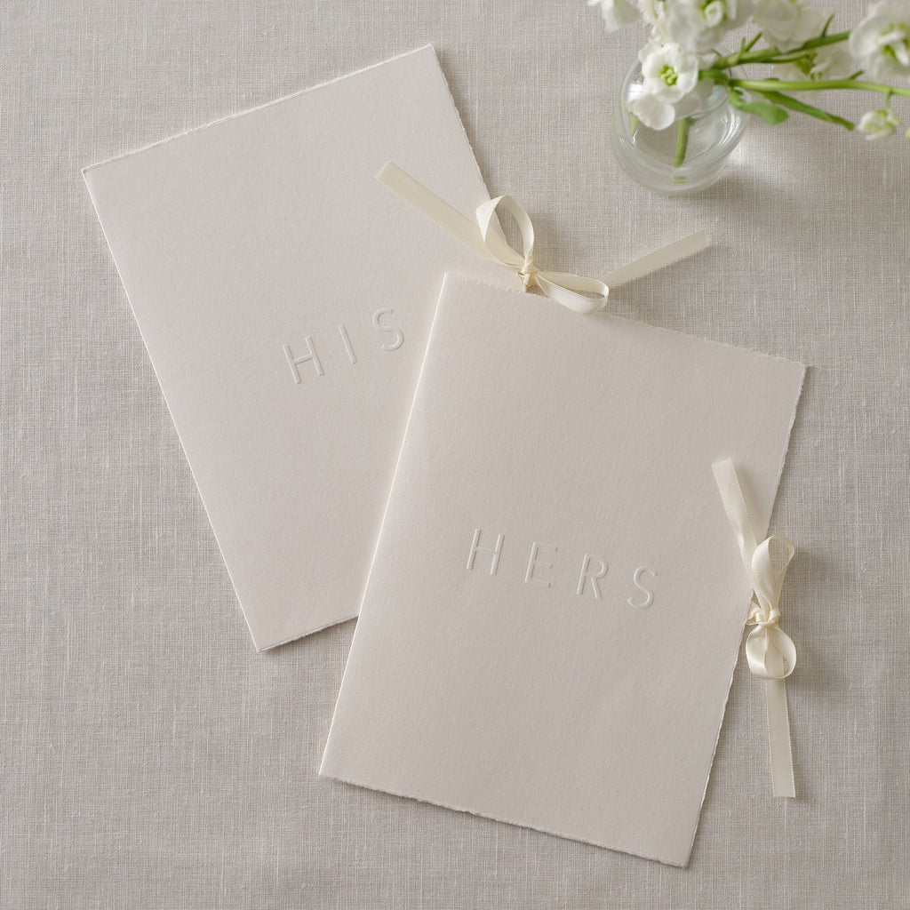 Cream His and Hers Wedding Vow Books