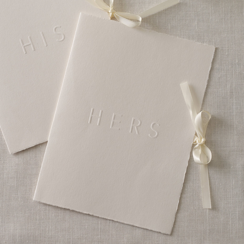Cream His and Hers Wedding Vow Books