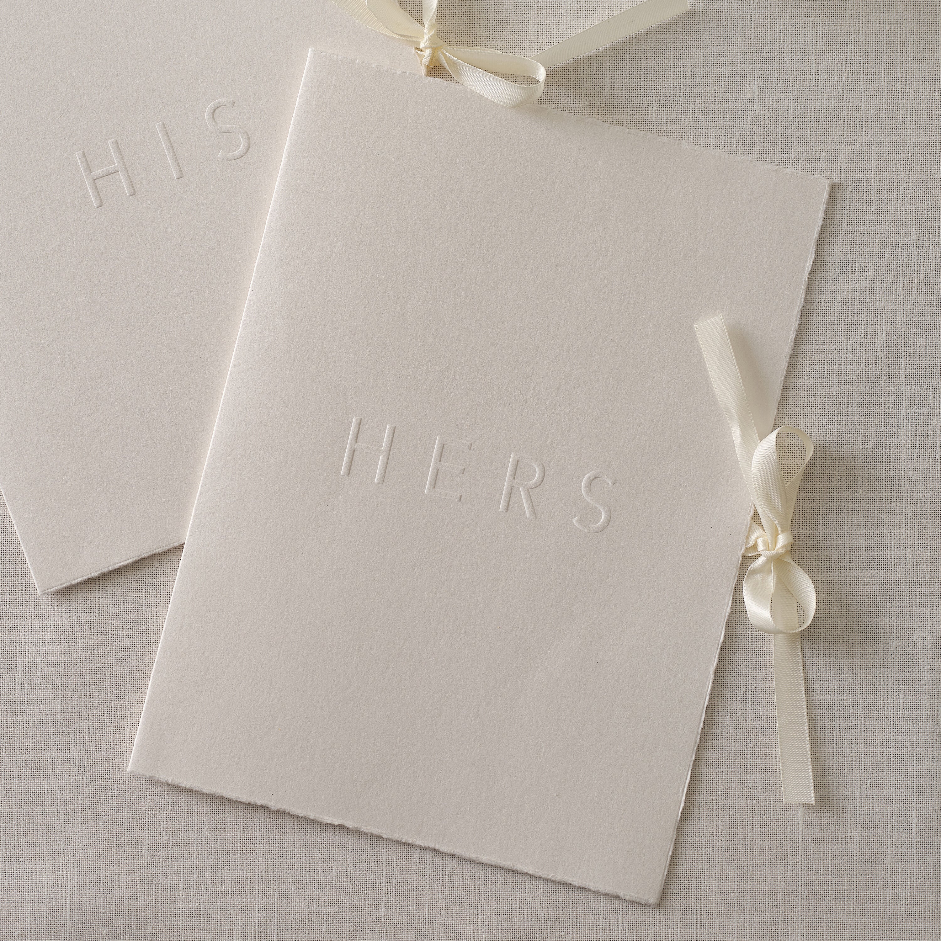 Cream His and Hers Wedding Vow Books