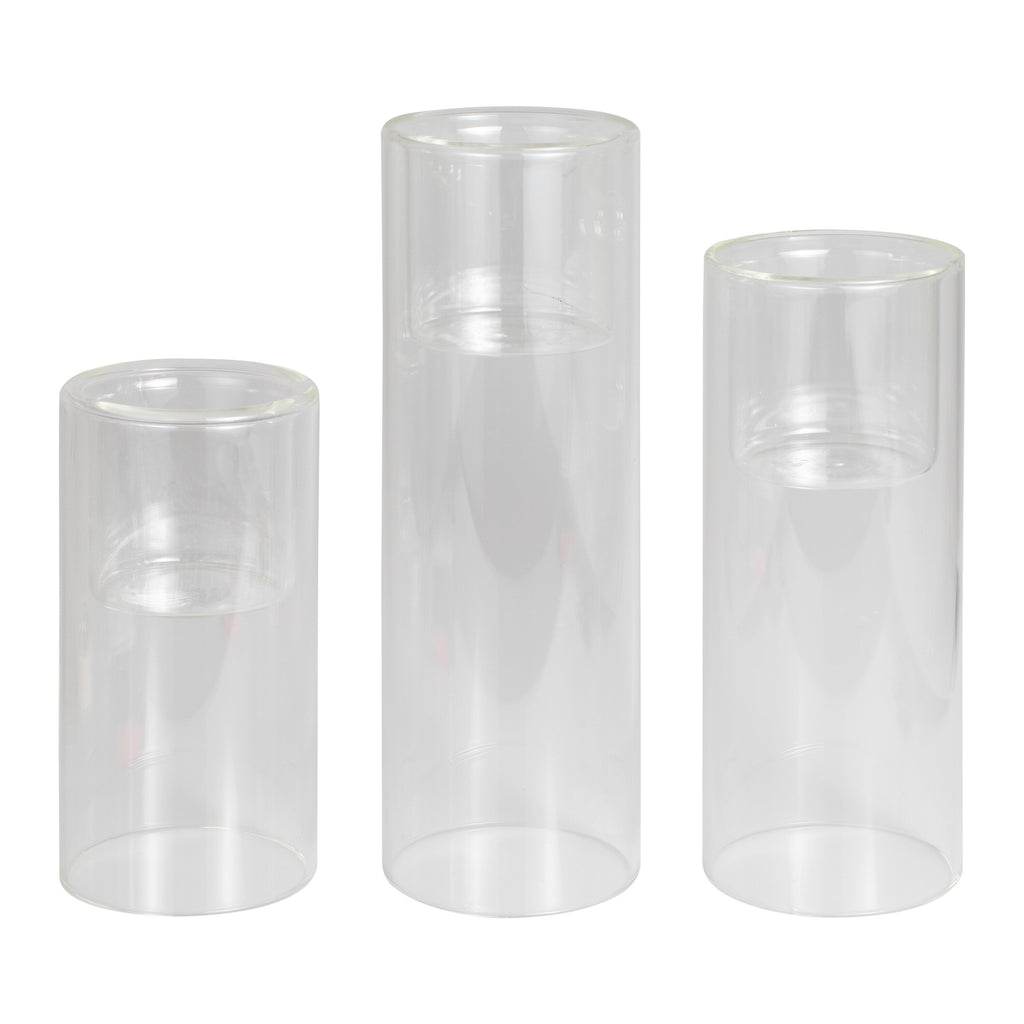 Clear Glass Pillar Candle Holders- 1 Inner Pack