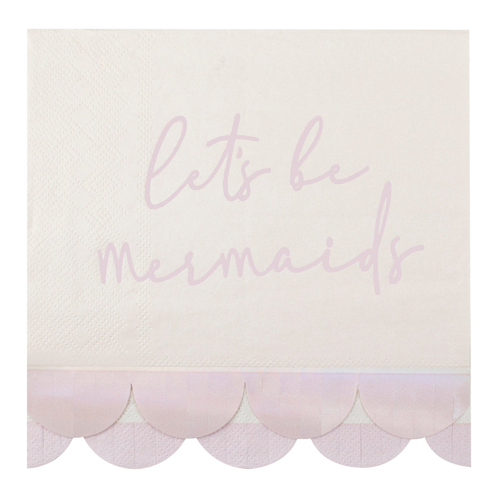 Iridescent and Pink Mermaid Paper Napkins- 5 Inner Pack