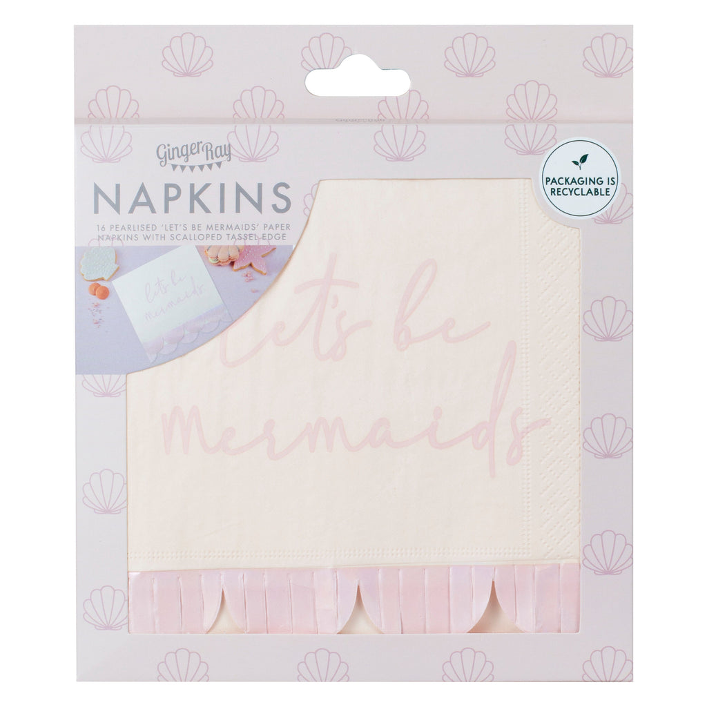 Iridescent and Pink Mermaid Paper Napkins- 5 Inner Pack