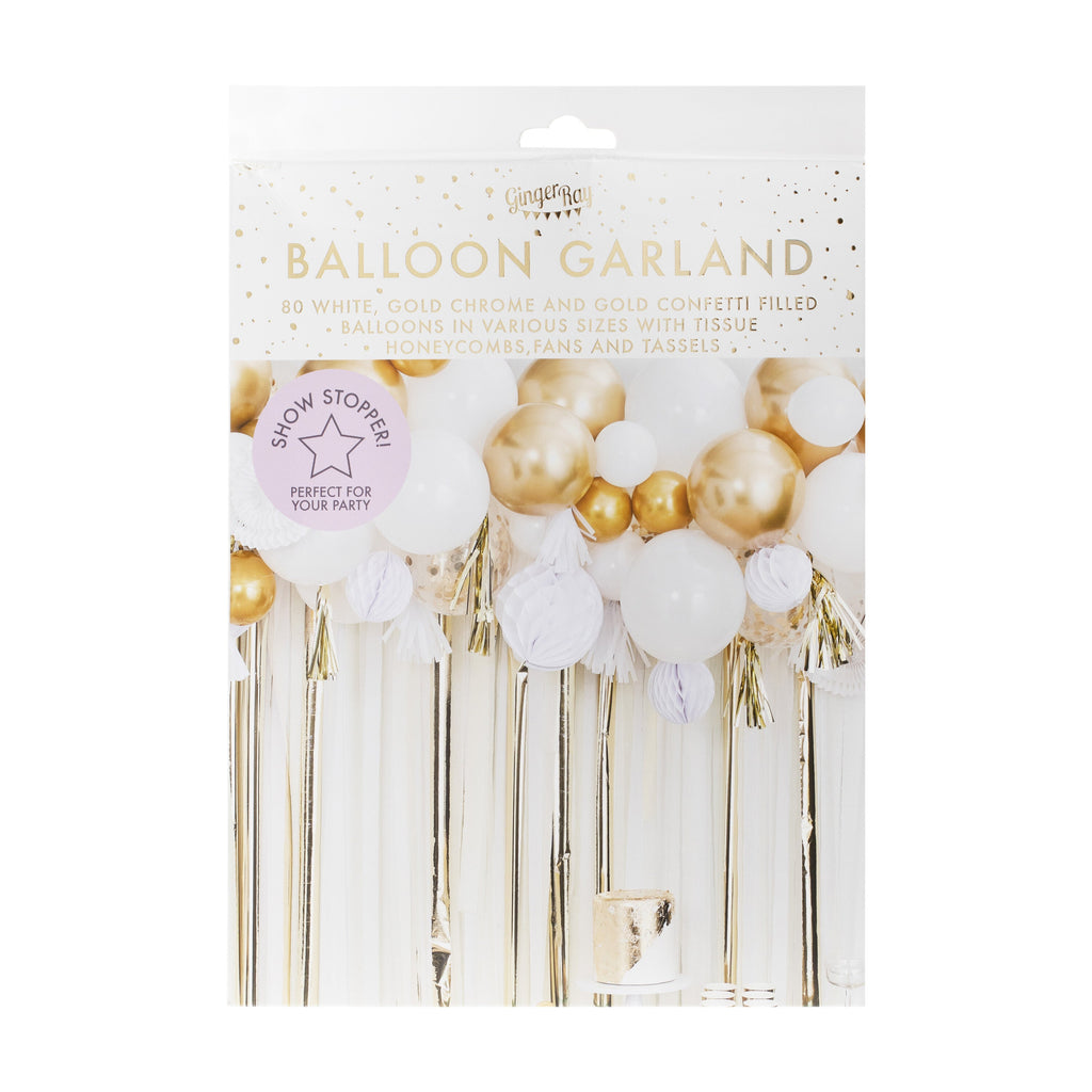 Gold Balloon And Fan Garland  Party Backdrop- 5 Inner Pack