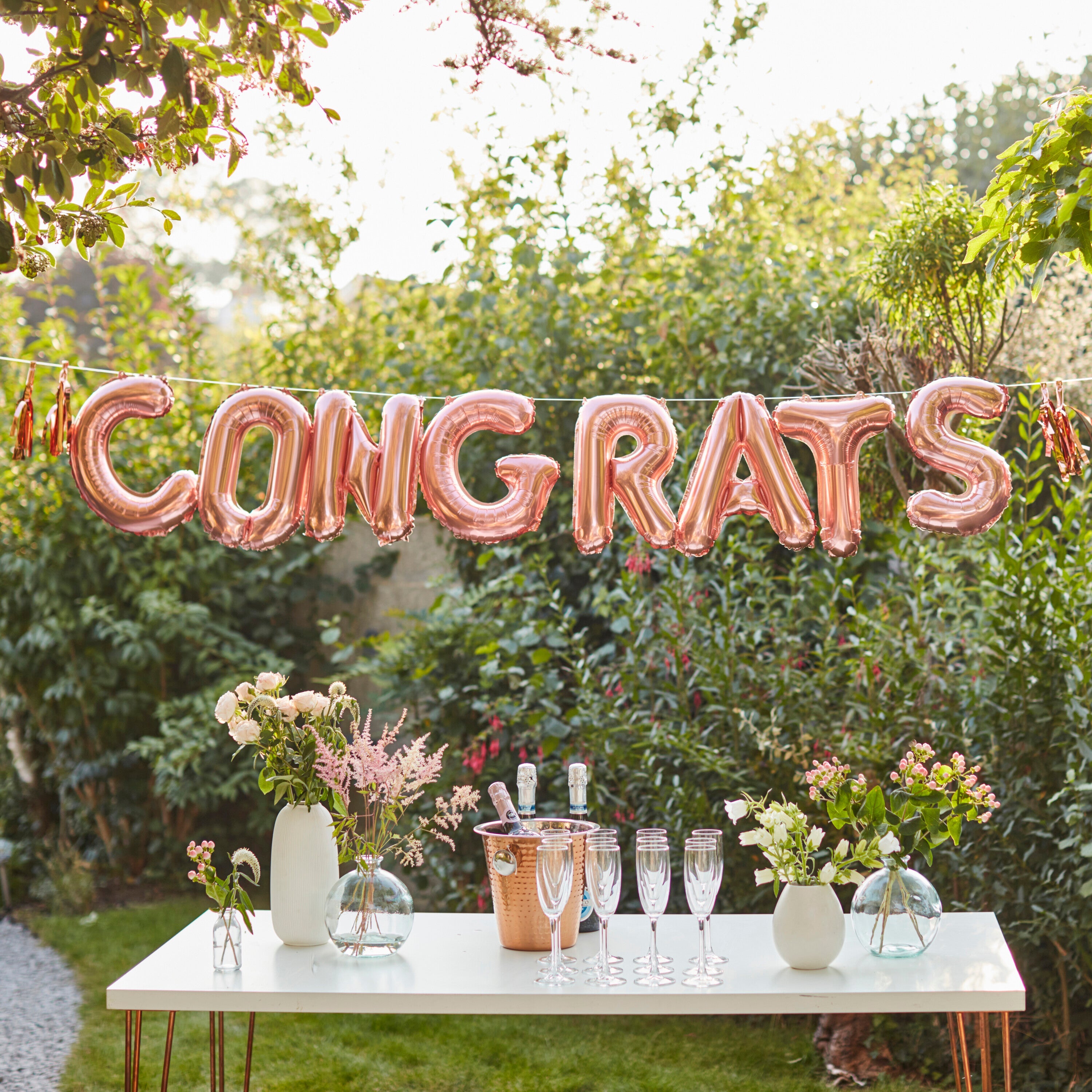 Ballon-Girlande „Congrats Rose Gold“
