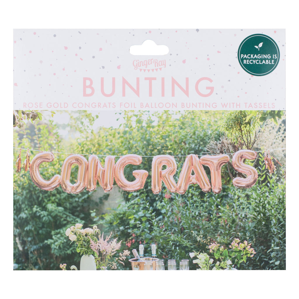 Congrats Rose Gold Congratulations Balloon Bunting- 5 Inner Pack