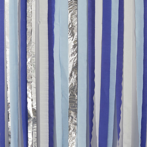 Blaue und silberne Streamer Party-Hintergrundkulisse – 5er Innenpackung