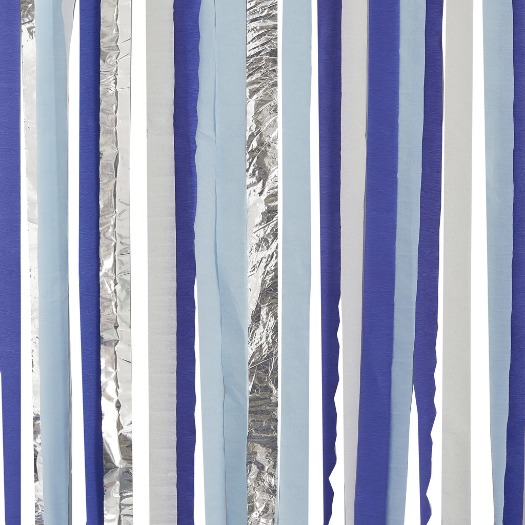 Blue and Silver Streamer Party Backdrop- 5 Inner Pack