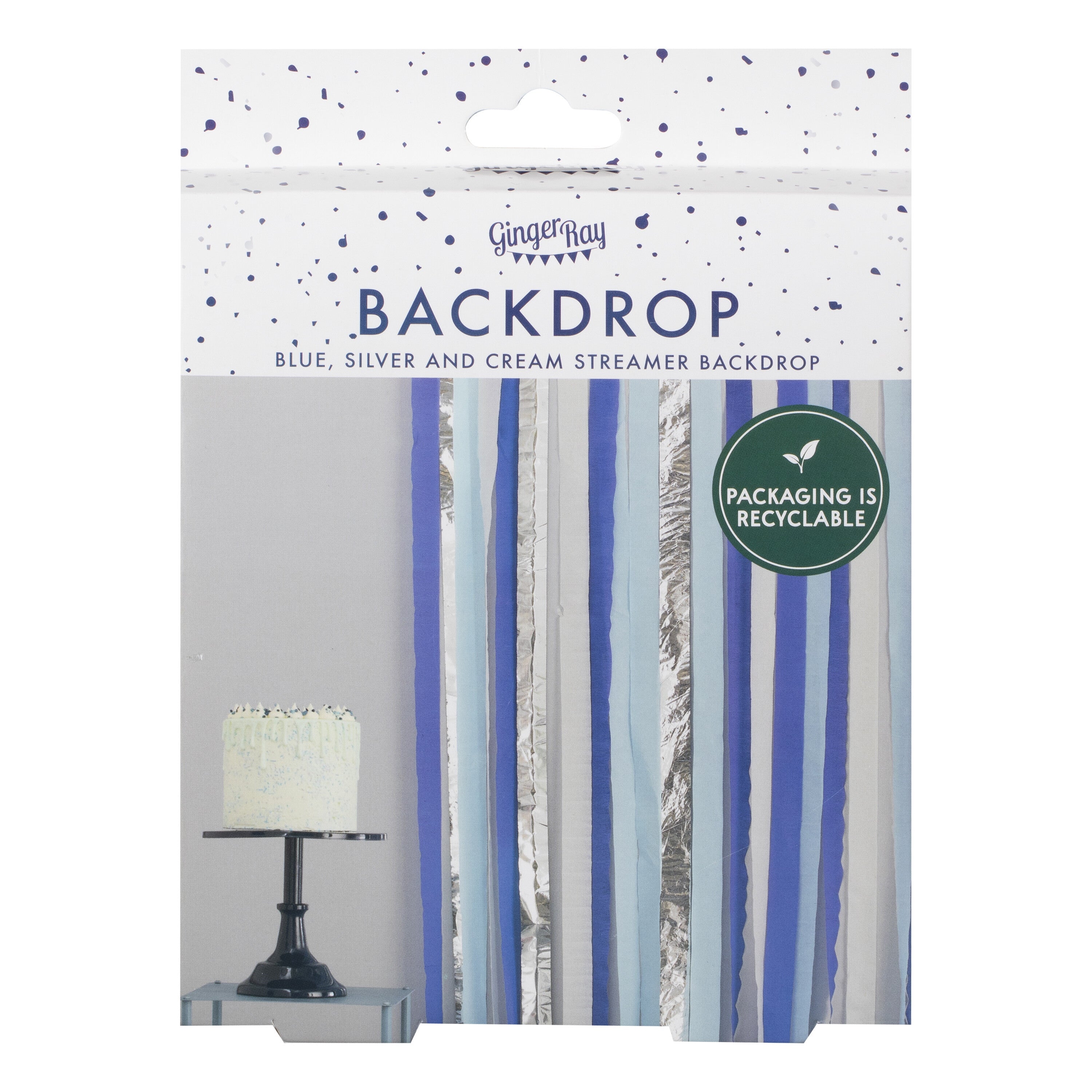 Blue and Silver Streamer Party Backdrop- 5 Inner Pack
