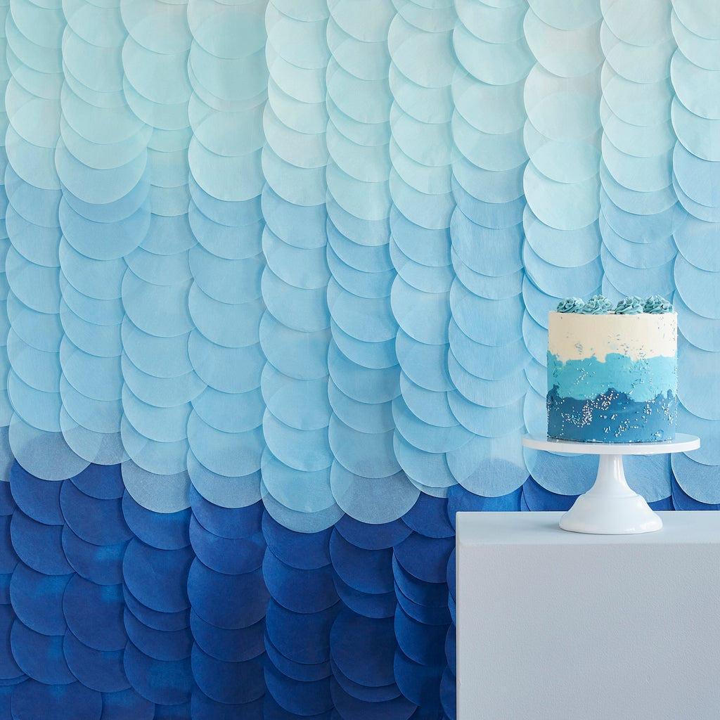 Blue Ombre Tissue Paper Disc Party Backdrop- 5 Inner Pack