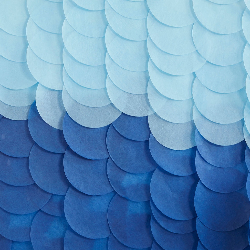 Blue Ombre Tissue Paper Disc Party Backdrop- 5 Inner Pack