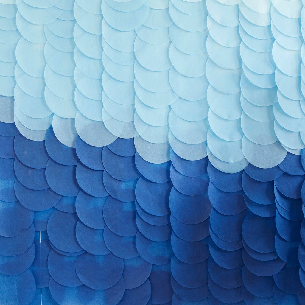 Blue Ombre Tissue Paper Disc Party Backdrop- 5 Inner Pack