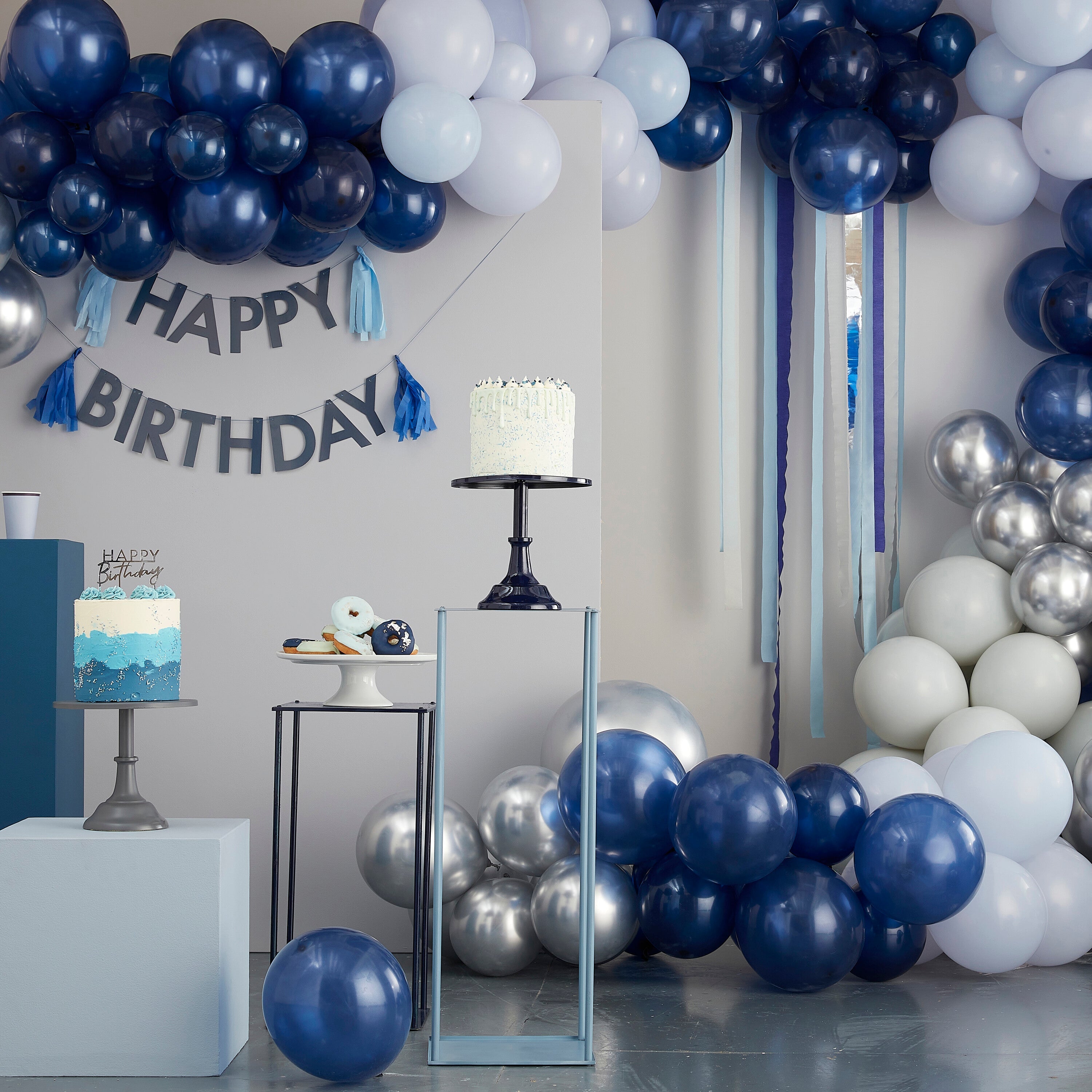 Blue Ombre Tissue Paper Disc Party Backdrop