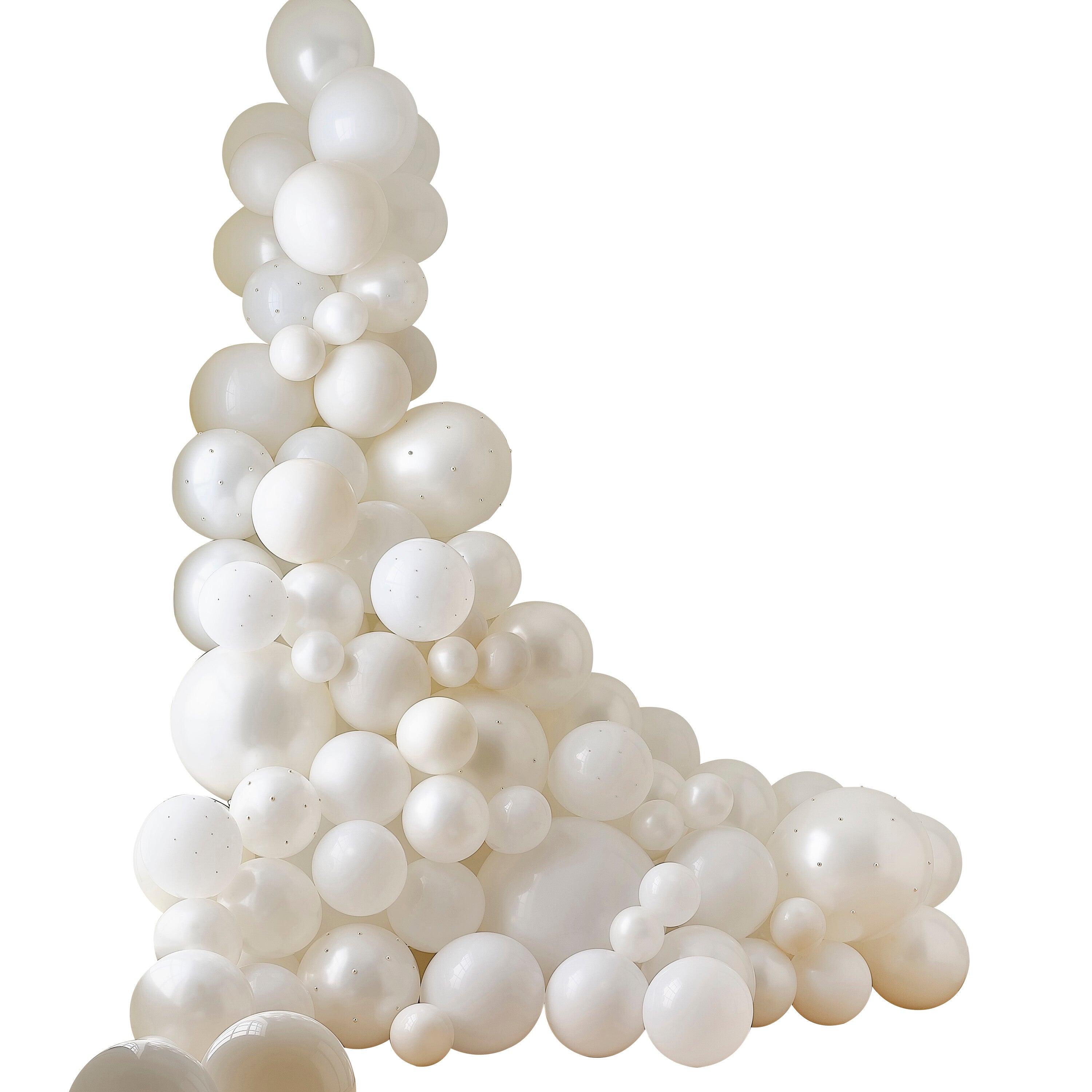 White & Cream Balloon Arch with Pearls- 5 Inner Pack