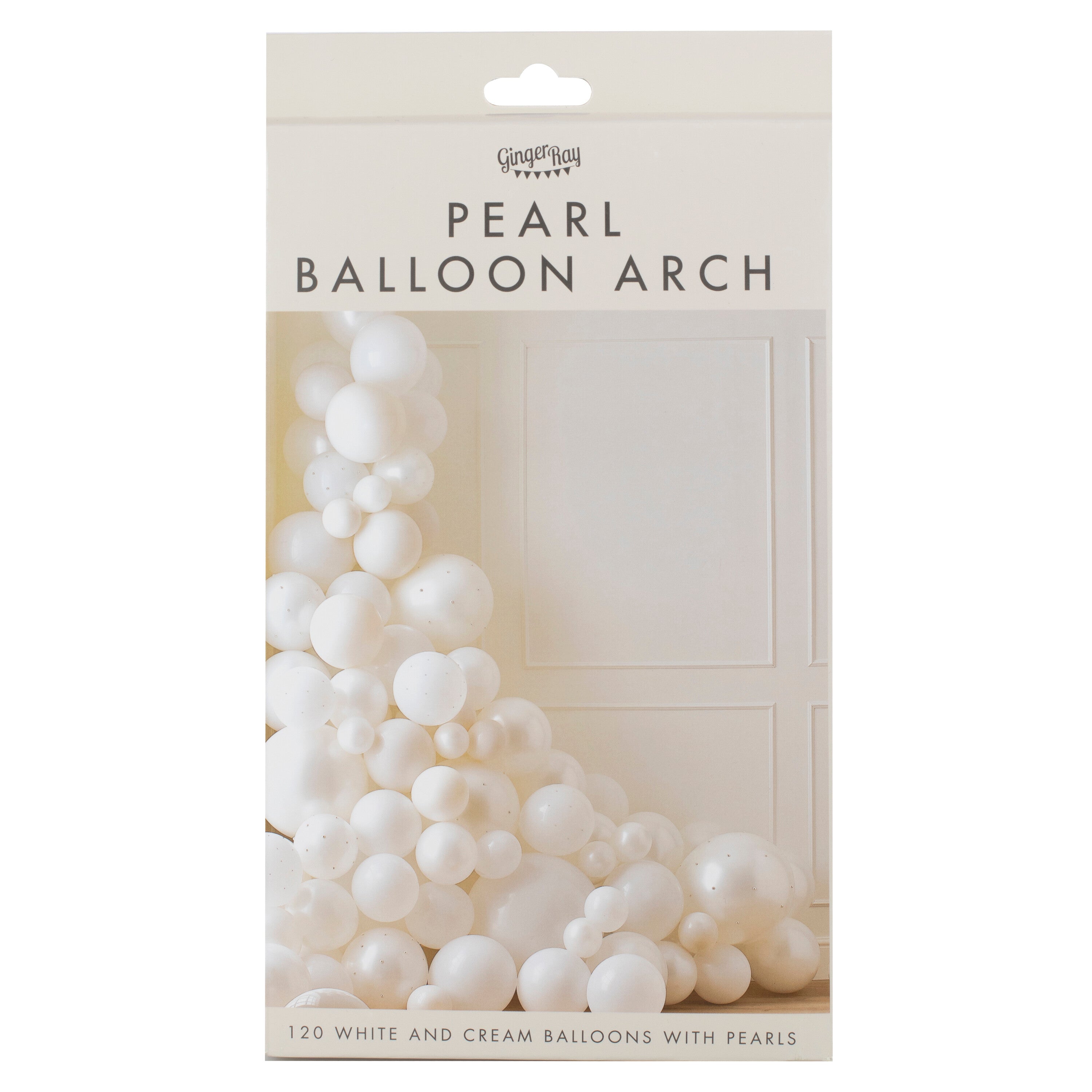 White & Cream Balloon Arch with Pearls- 5 Inner Pack