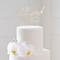 Gold Acrylic Mr & Mrs Wedding Cake Topper- 5 Inner Pack
